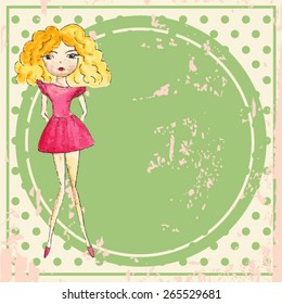 vector watercolor vintage girl