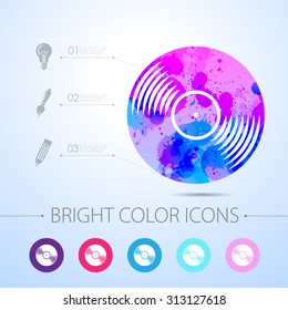 Vector watercolor vinyl icon with infographic elements 