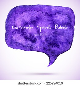 vector watercolor violet grunge speech bubble with shadow