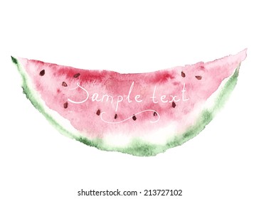 Vector watercolor watermelon with text.