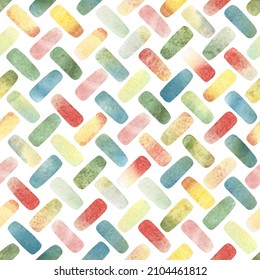 Vector watercolor weave seamless pattern. Watercolor checkered texture. Painterly criss cross backdrop. Bright holiday background.