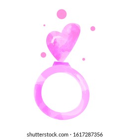 Vector watercolor wedding ring icon with infographic elements