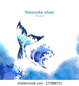 Vector Watercolor Whale