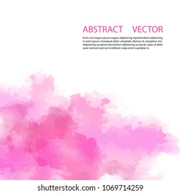 Vector watercolor white and pink background, place for text