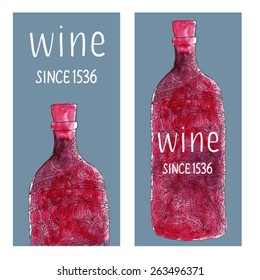 vector watercolor wine