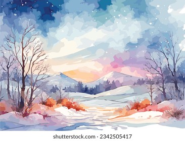 Vector of  watercolor winter background.