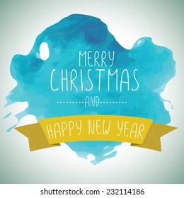 Vector watercolor winter background. Abstract background with winter template. 