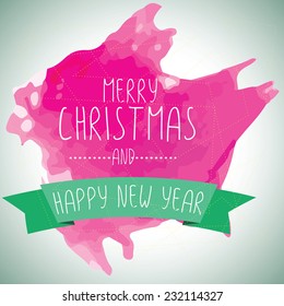 Vector watercolor winter background. Abstract background with winter template. 