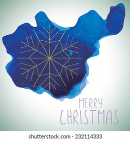 Vector watercolor winter background. Abstract background with geometric snowflake. Winter template. 