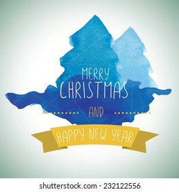 Vector watercolor winter background. Abstract background with winter template. 