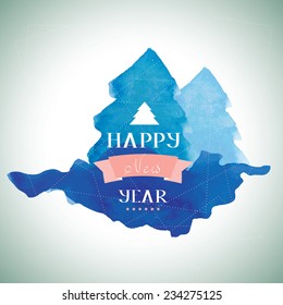 Vector watercolor winter background. Abstract background with winter template. 