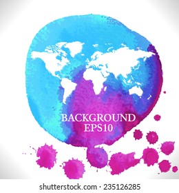 Vector watercolor World Map background