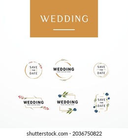 Vector Watercolor Wreath with Simple Flower Wedding Invitation