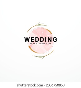 Vector Watercolor Wreath with Simple Flower Wedding Invitation