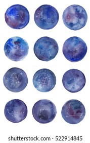 Vector Watercolor Of  Zodiac Symbols