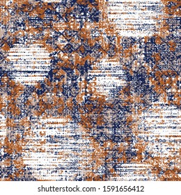 Vector Watercolor-Dyed Effect Brushed Textured Dots Graphic Motif. Seamless Pattern.