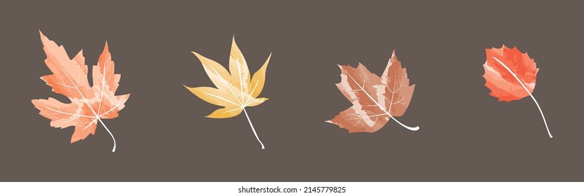 Vector water-colored leaves of autumn