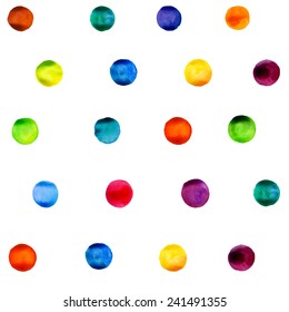 Vector watercolors circles pattern.  Colorful rounds blobs, watercolors shapes. 