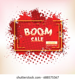 Vector Watercolors with Geometric Frames Style Big Sale Theme Website Banner, Card, Flyer, Tag Ad Design