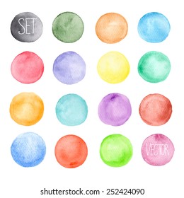 Vector watercolors pattern. Round shapes pattern. Painted ornament. Set of watercolor shapes. Watercolors blobs