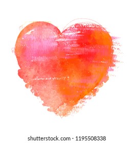 A vector watercolour drawing of a vibrant red heart on a white background