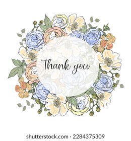 Marco floral de acuarela vectorial con espacio de texto. Dejando. Para el diseño, impresión de postales, saludos, pegatinas de sobre