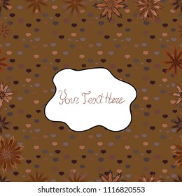 Vector watercolour floral pattern, delicate flowers, brown, white and purple flowers, greeting card template. Beautiful fabric pattern.