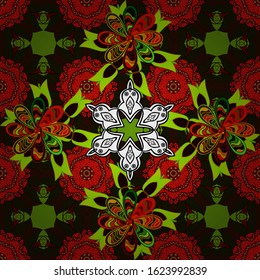 Vector watercolour floral pattern, delicate flowers, green, gray and red flowers, greeting card template. Beautiful fabric pattern.