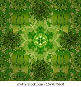 Vector watercolour floral pattern, delicate flowers, green, black and yellow flowers, greeting card template. Vector Beautiful fabric pattern.