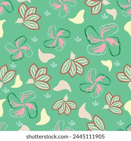 Vector watercolour floral pattern, delicate flowers, yellow, blue and pink flowers, greeting card template