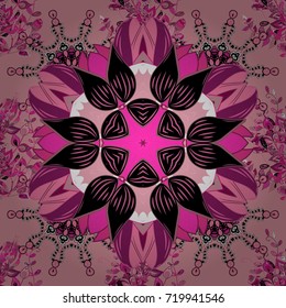 Vector watercolour floral pattern, delicate flowers, pink, black and purple flowers, greeting card template. Vector Beautiful fabric pattern.