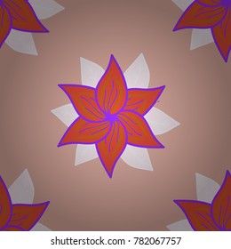 Vector watercolour floral pattern, delicate flowers, neutral, orange and violet flowers, greeting card template. Beautiful fabric pattern.