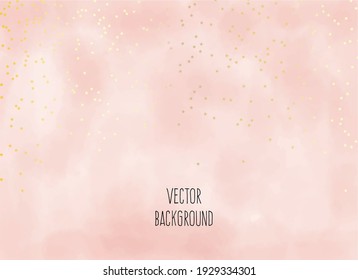 Vector watercolour horizontal universal background with falling gold glitter star.