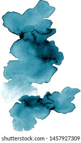 Vector Watercolour splash background. Blue Watercolor blots isolated on white background. 