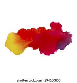 Vector watercolour stain isolated on white. Colorful watercolor background. Watercolor painting design element. Vintage watercolor paper texture.