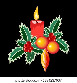Vector - Watercoor illustration of Advent arrangement.