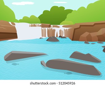 Vector Waterfall  background, Tat Ton Waterfall at Chaiyaphum, Thailand