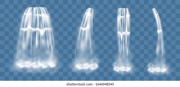 Vector waterfall elements isolated on transparent