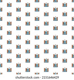Vector waterfall landscape pattern with various icons. Symbol texture design.