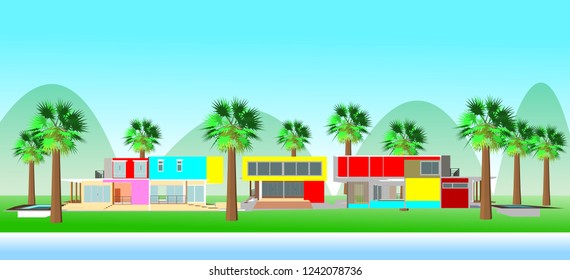Vector, waterfront 3D home