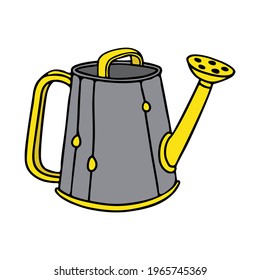 Vector Watering can in Cartoon Doodle style. Vector Illustration isolated on white background