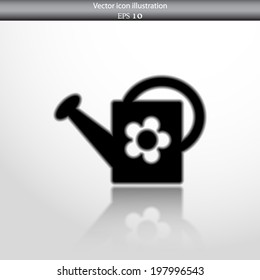 Vector watering can web flat icon. Isolated on white.