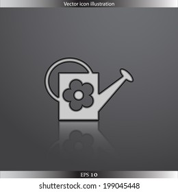 Vector watering can web flat icon. Isolated on white.