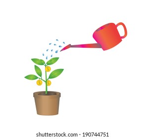 Vector of watering the money tree