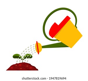 vector watering plant isolated on white background