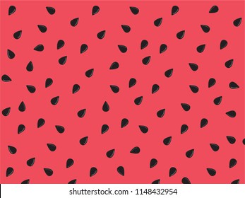 Vector watermelon background with black seeds.