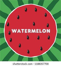 Vector watermelon background with black seeds. Vector