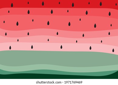 Vector watermelon background with black seeds. The texture of the watermelon.