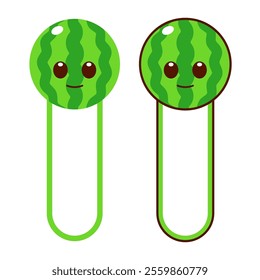 Vector Watermelon Bookmark Flat Design Illustration