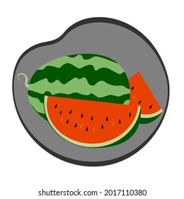 Vector watermelon. Cartoon style illustration.